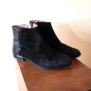 Louise et Cie Black Leather Suede Combo Zip Booties Size 7-7.5 Short Boots
